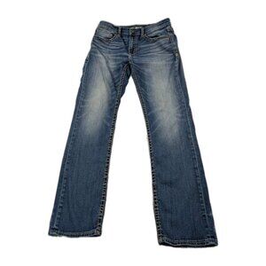 BKE Buckle Jake 34R Straight Men's 32"x29.5" Dark Wash Blue Premium Slim Stretch